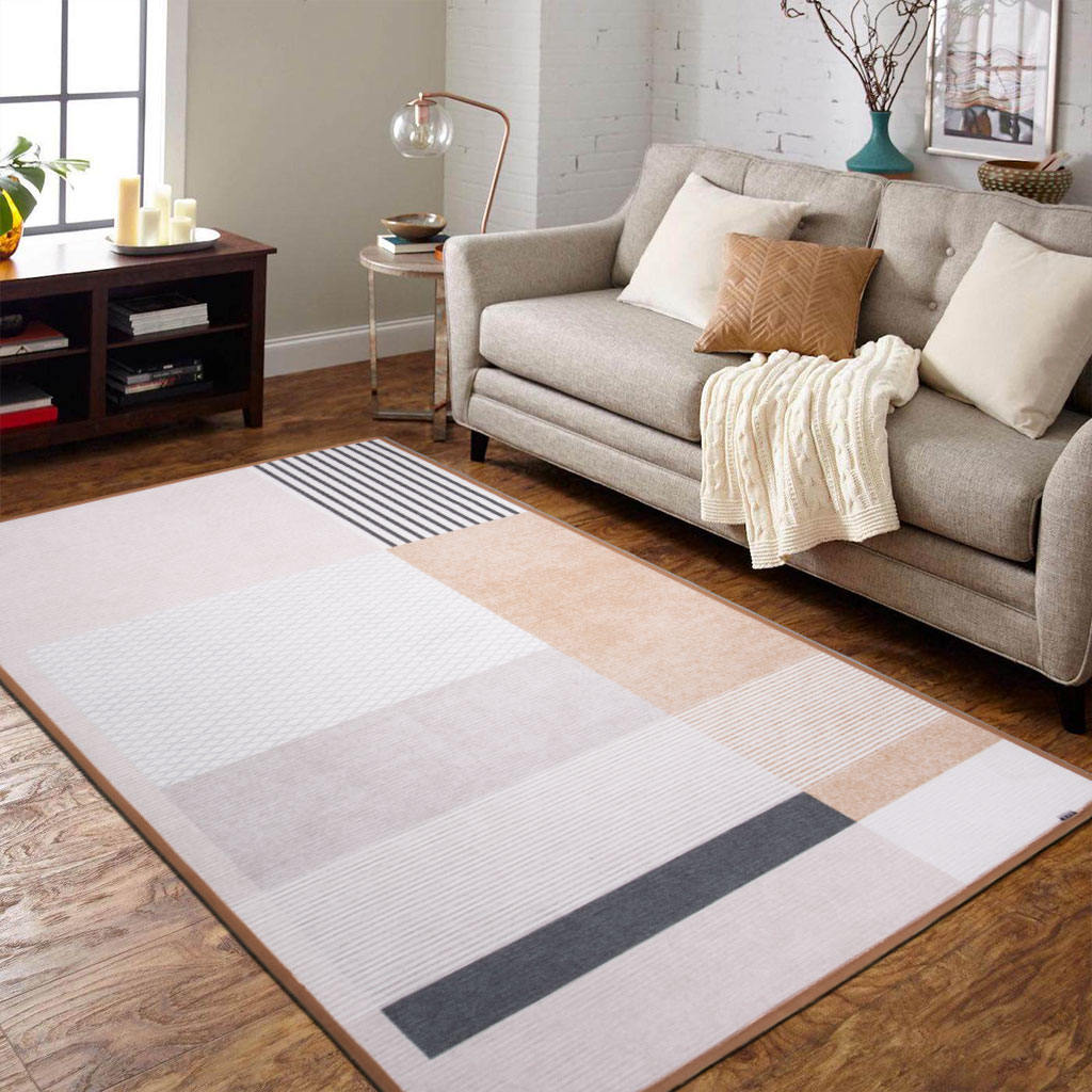 Chenille 3# trykt teppe med anti slip punkter backing