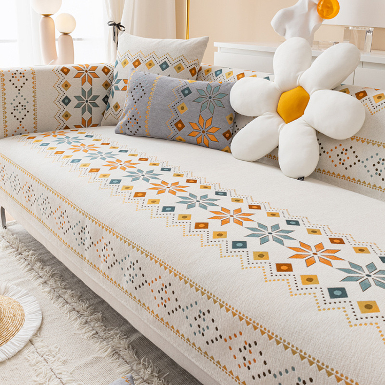Blomstertrykt Chenille sofa cover